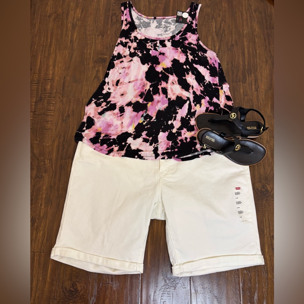 Torrid Super Soft Rib Trim Tie Dye Tank Top Women’s Size 2 Plus Gray